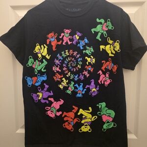 Grateful Dead Liquid Blue Mens Shirt Black Medium Spiral Dancing Bears